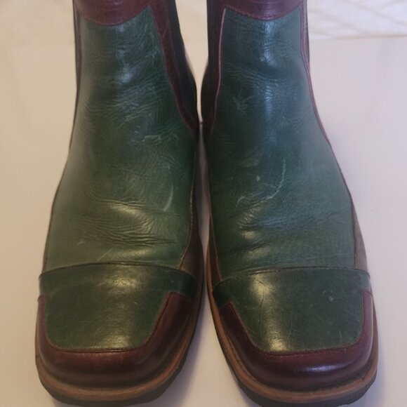 John Fluevog Chelsea-style Multicolor Leather Ankle Boots - Picture 1 of 8